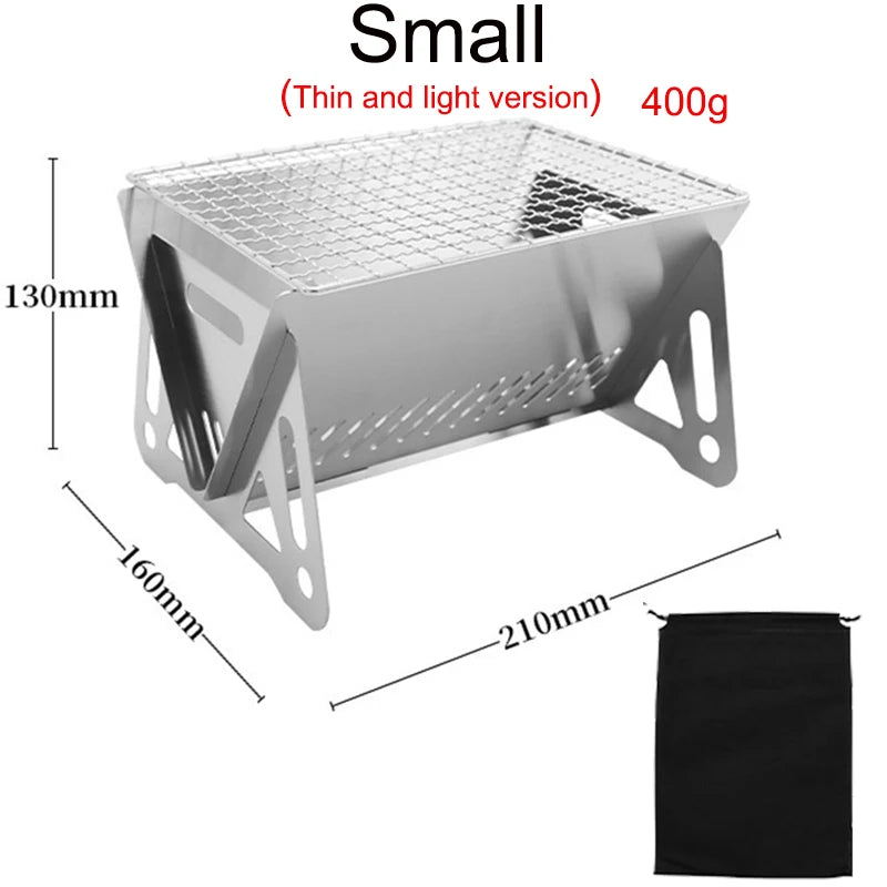 Portable Folding BBQ Grill – Stainless Steel Camping Stove