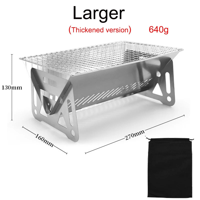 Portable Folding BBQ Grill – Stainless Steel Camping Stove