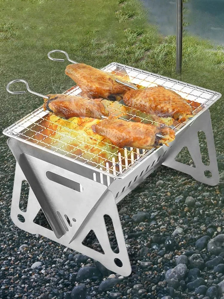 Portable Folding BBQ Grill – Stainless Steel Camping Stove