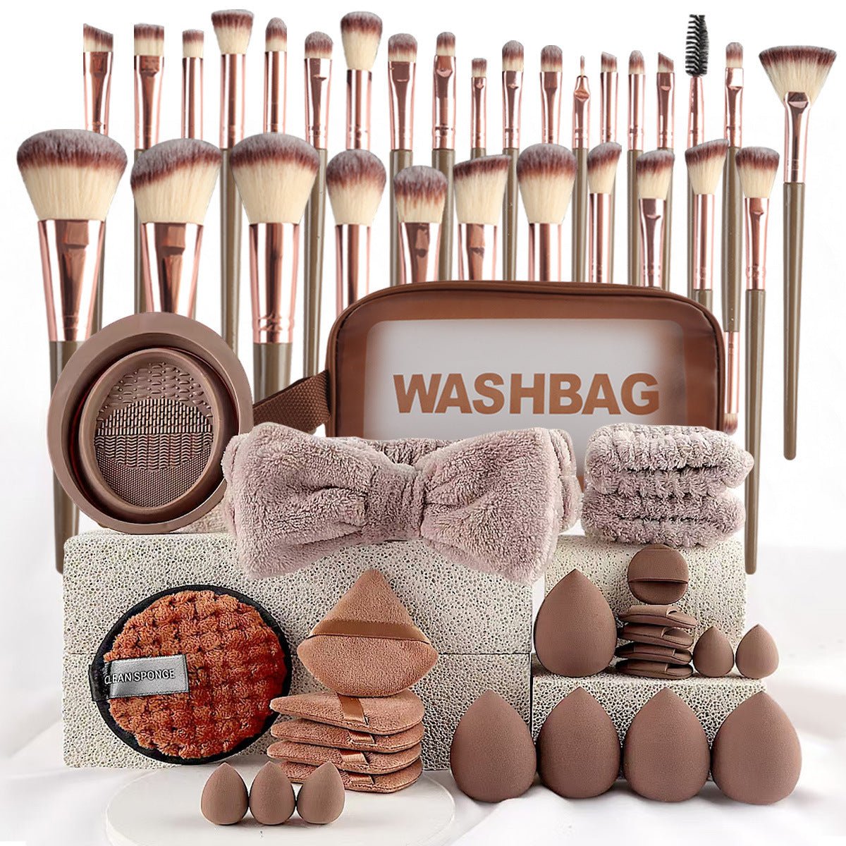 40pcs Beauty Tools Major Combination Suit Face Wash Makeup Full Set - Organizer