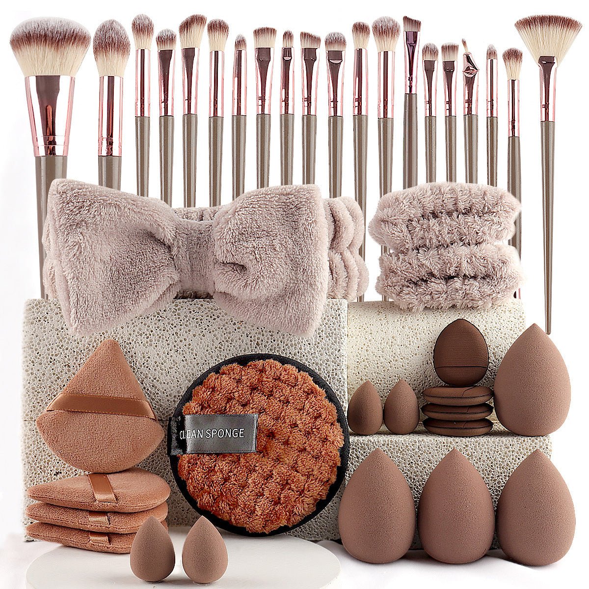 40pcs Beauty Tools Major Combination Suit Face Wash Makeup Full Set - Organizer