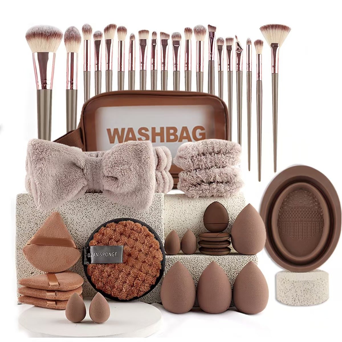 40pcs Beauty Tools Major Combination Suit Face Wash Makeup Full Set - Organizer